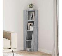 Corner Cabinet Grey Sonoma 27.5x27x102cm Engineered Wood 4 Matte Corner Shelves