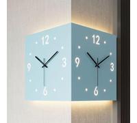 Corner Clock, Double Sided Corne Wall Clock, Double Sided Wall Clock,Simple and Functional Two-Sided Display for Easy Viewing (blue,with lamp)