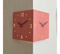 Corner Clock, Double Sided Corne Wall Clock, Double Sided Wall Clock,Simple and Functional Two-Sided Display for Easy Viewing (pink,with lamp)
