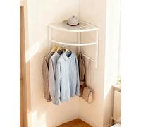 Corner Clothes Rack for Small Spaces - Curved Wardrobe Rail for Bathroom & Bedroom - Clothes Storage Holder