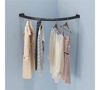 Corner Clothes Rack Wall Mounted Curved Closet Rod Support Bathroom Coat Hanger Hanging Bar Organizer for Space Saving