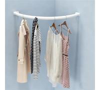 Corner Clothes Rack Wall Mounted Curved Closet Rod Support Bathroom Coat Hanger Hanging Bar Organizer for Space Saving