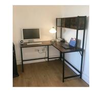 Corner Computer Desk Large Industrial Workstation Vintage Rustic L-Shaped Table