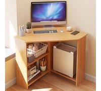 Corner Computer Desk - Small Study Table with Drawers and Open Shelves, Compact Triangle Workstation with Storage CPU Stand for Home Office,