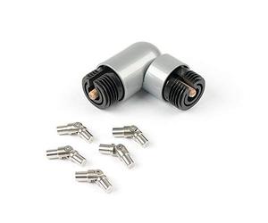 Corner connection set/joint connector for variable extension of 1 wooden or aluminium handrail and 5 stainless steel rods.
