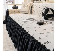 Corner Couch Cover Blanket from pets, Chenille Sofa Throws Large 3 Seater for Leather Sofa, Soft Butterfly Slipcover with Skirt Hem Roses 180x380cm/70.87x149.61in