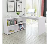 Corner Desk 4 Shelves White