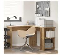 Corner Desk Artisan Oak 140x113.5x75cm Engineered Wood 2 Shelves Compact Office