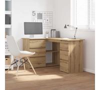 Corner Desk Artisan Oak 145x100x76cm Engineered Wood Board Shelves Compact Home