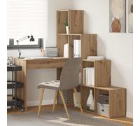 Corner Desk Artisan Oak 149.5x101.5x149.5cm Engineered Wood Shelf HomeOfficePro