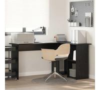 Corner Desk Black Oak 142x102x73cm Engineered Wood Modern L-Shaped 2-Shelf Home