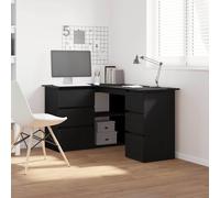 Corner Desk Black Oak 145x100x76cm Engineered Wood Drawer Shelves Compact Modern