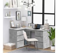 vidaXL Corner Desk Concrete Grey Engineered Wood Study Laptop Workstation