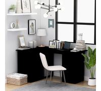vidaXL Corner Desk Black Engineered Wood Computer Table Laptop Workstation