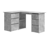 vidaXL Corner Desk Concrete Grey Engineered Wood Study Laptop Workstation