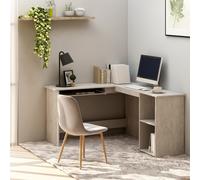 vidaXL L-shaped Corner Desk Concrete Grey 120x140x75 cm Engineered Wood, Grey
