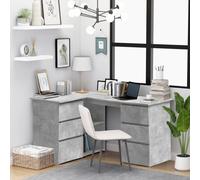 Corner Desk Concrete Grey 145x100x76cm Engineered Wood Corner Workstation Large