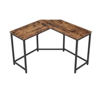 Corner Desk for Study, Rustic Brown + Ink Black / 129D x 129W cm