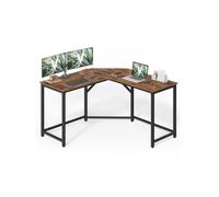 Corner Desk for Study, Rustic Brown + Ink Black / 129D x 129W cm