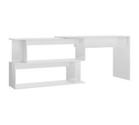 Corner Desk High Gloss White Engineered Wood Bedroom Office Workstation vidaXL