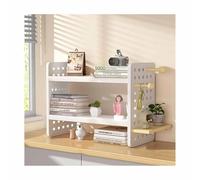 Corner Desk Hutch nizer - Space-Saving Wooden Bookshelf for Home Office & Dorm - Modern Desktop Storage Rack - Easy Assembly Display Shelf (White 50x15x36cm)