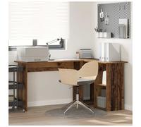 Corner Desk Old Wood 142x102x73cm Engineered Wood 2-Shelf Modern Home Office Pro