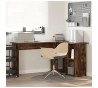Corner Desk Smoked Oak 142x102x73cm Engineered Wood 2 Shelves Modern Home Office