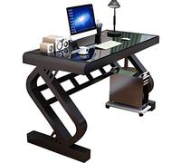 Corner Desk - Student Study Desk with Tempered Glass Top - Easy Assembly - Perfect for Home Office or Study Space