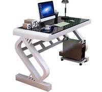 Corner Desk - Student Study Desk with Tempered Glass Top - Easy Assembly - Perfect for Home Office or Study Space