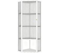 Corner Display Cabinet with Fluted Glass Door, Elegant Storage Solution | Modern Tall Storage Cabinet with 4 Layers for Living Room and Bedroom, Perfect for Home Organization and Stylish Display