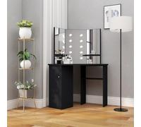 Corner Dressing Table Make-up Table Desk with LED Light, Cosmetic Vanity Unit