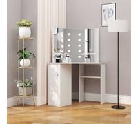 Corner Dressing Table Make-up Table Desk with LED Light, Cosmetic Vanity Unit