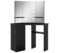 Vidaxl Corner Dressing Table With Led Black 111X54X141.5 Cm