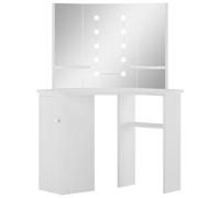 Vidaxl Corner Dressing Table Make-Up Table With Led Light White