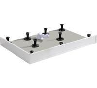 Corner Entry Shower Enclosure with Black Trim Walk in Cubicle Sliding Door Shower Tray and Riser Kit Options (Riser Kit for Tray)