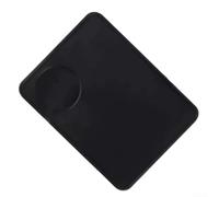 Corner Espresso Tamping Mat Non Slip Silicone Pad for Barista Tools - 60mm Depression Holds Tamper Securely - Coffee Station Accessory Black 20x15cm