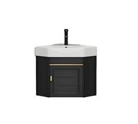 Corner Floating Vanity Sink Combo with Faucet and Drain, Wall-Mounted Cabinet for Small Bathroom Spaces