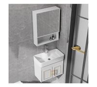 Corner Floating Vanity Sink with Cabinet & Faucet - Space-Saving Wall Mount Bathroom Solution for Small Spaces Stylish White Design Compact Size 53x36x48 cm