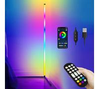 Corner Floor Lamp, 120cm Smart RGB LED Floor Lamp with App Remote Control, Music Sync, DIY Mode, Timer, 16 Million Colour Changing Standing Lamp, Dimmable Mood Lighting for Room