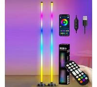 Corner Floor Lamp, 122cm Smart RGB LED Floor Lamp with App Remote Control, Music Sync, DIY Mode, Timer, 16 Million Color Changing Standing Light, Adjustable Lighting for Bedroom, Living Room(2pcs)