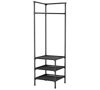 Corner Garment Rack Industrial Hall Tree Organizer with 3-Tier Shelf for Bedroom Laundry Room Entryway Living Office