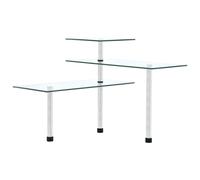 Corner Glass Kitchen Shelf 3-Tier Transparent Tempered Glass Silver 18x18x36cm.