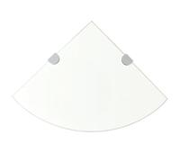 Corner Glass Shelf 35x35 cm Clear Tempered 8mm Chrome Brackets Floating 2pc Set