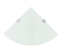 Corner Glass Shelf Tempered Clear 8mm 25x25 cm Floating Wall Shelf Set of 2 With