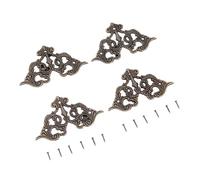 Corner guard, Book corner decoration, 4 Pcs 62 * 35mm Antique Bronze Furniture Corner Brackets Jewelry Wine Case Box Scrapbook Album Corner Protector Furniture Hardware Corner Decorative Protectors