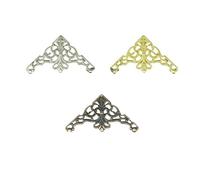 Corner guard, Book corner decoration， Triangle Flower Wraps Cabochon Ancient Christmas Flatback Metal Embellishments Scrapbooking for DIY,31mm,50Pcs Corner Decorative Protectors(Bronze)