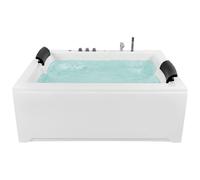 Beliani Corner Hot Tub with LED SALAMANCA 1830 x 1420 mm White, White