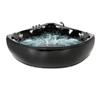 Corner Hot Tub with LED SENADO 2050 x 1500 mm Black