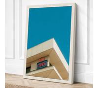 Corner in Blue Modern Canvas Wall Art Print 30x20 Inch | Cream