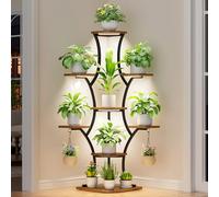 Corner Indoor Plant Stand With Grow Light, 8 Tier 52.6" Tall Plant Shelf